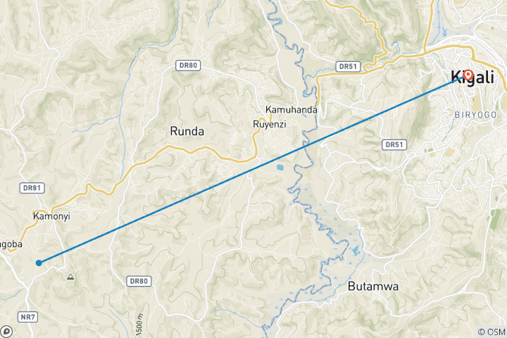 Map of 3-Day Rwanda Gorilla and Golden Monkeys