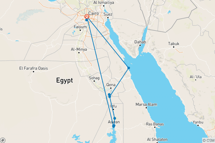 Map of Egyptian Family Adventure & Red Sea - 13 days