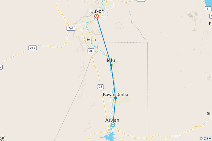 Carte du circuit Histoire du Nil - Croisière 5* de 4 jours sur le Nil entre Assouan et Louxor avec repas et visites guidées