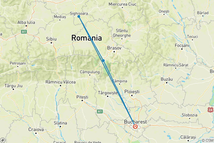 Carte du circuit 2023 Halloween en Transylvanie avec 2 fêtes : Château de Dracula et Citadelle de Sighisoara