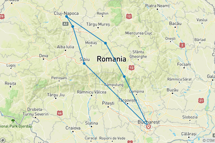 Carte du circuit Récompensé Halloween en Transylvanie, 3 parties Château de Dracula, Citadelle de Sighisoara et Village de Dracula