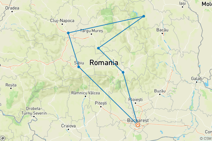 Karte von Dracula Tour in Rumänien ab Bukarest inklusive „Das Ritual der Tötung eines lebenden Toten“