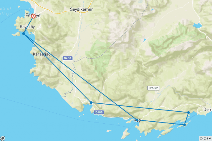 Karte von Segeln in der Türkei - Von Fethiye nach Fethiye (Der türkisfarbene Wunder)