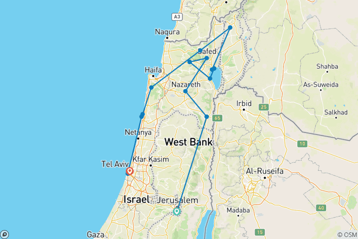 Carte du circuit Points forts de la Galilée chrétienne et du Golan - 5 jours