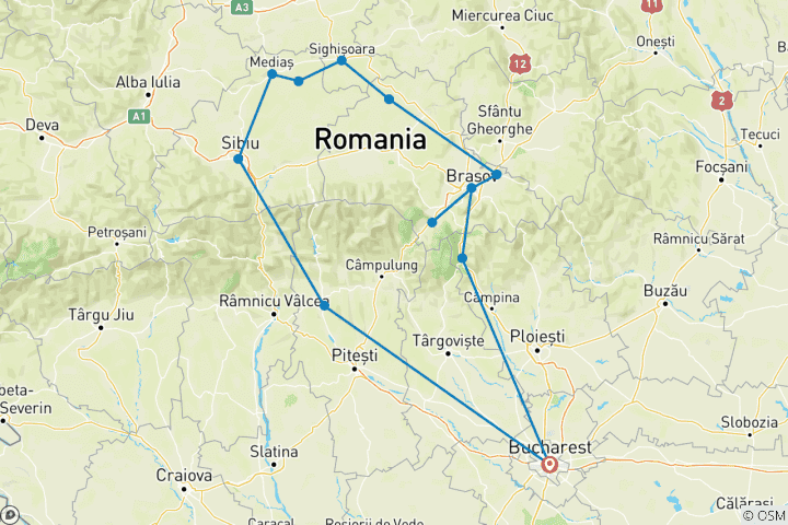 Kaart van Verken Transsylvanië - vanaf luchthaven Boekarest