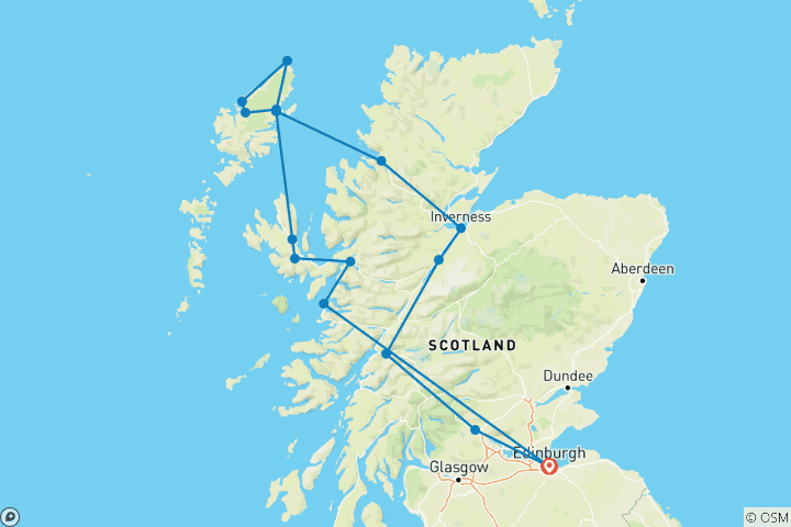 Carte du circuit Circuit de 6 jours sur l'île de Skye et les Hébrides extérieures