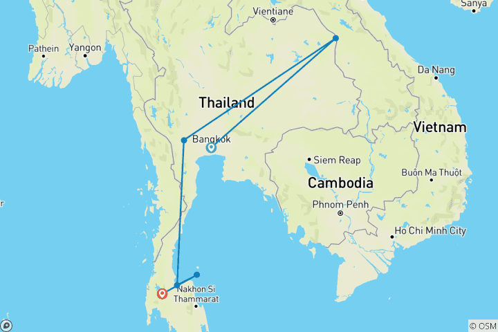 Carte du circuit Famille Thaïlande Aventure active dans la jungle et sur la plage