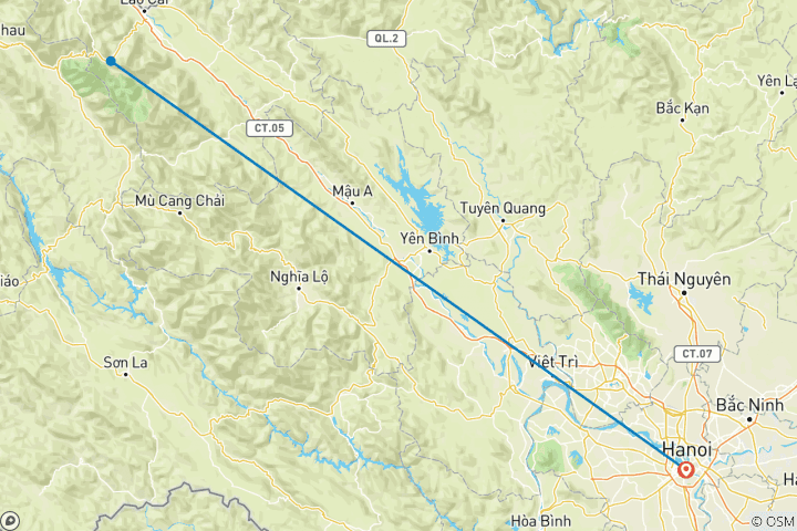 Carte du circuit Circuit de 2 jours avec nuit à Sapa en bus depuis Hanoi