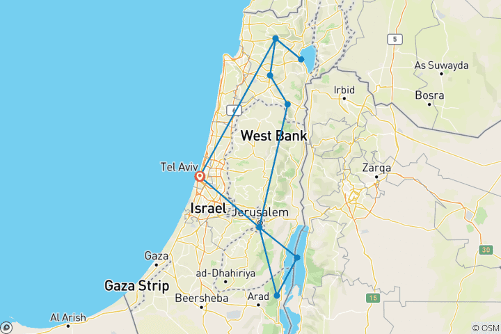 Carte du circuit Israël la Terre Sainte