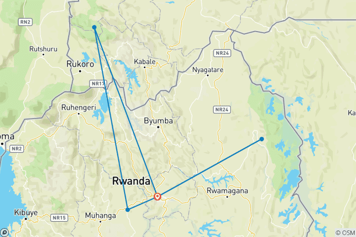 Map of Gorilla Trekking Adventure (with Rwanda-Uganda Experience)