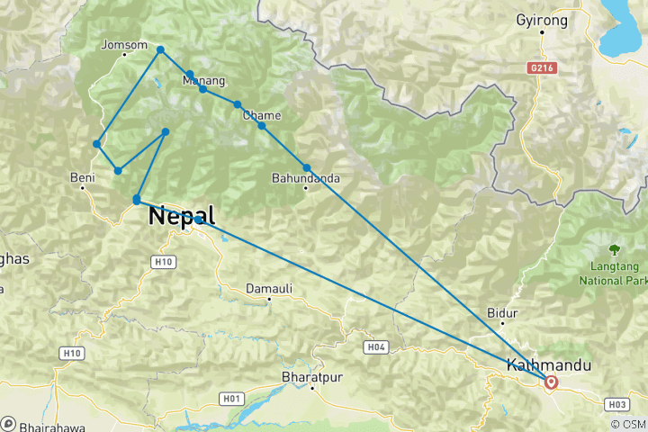 Map of Real Annapurna Trek( Annapurna Circuit Trek)