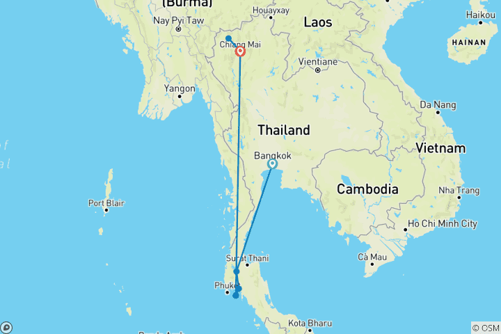 Map of Best of Thailand - Feel Free Travel