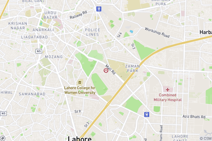 Mapa de 04 días circuito cultural a Lahore y Ceremonia de Arriado de Bandera en la Frontera de Wagah.