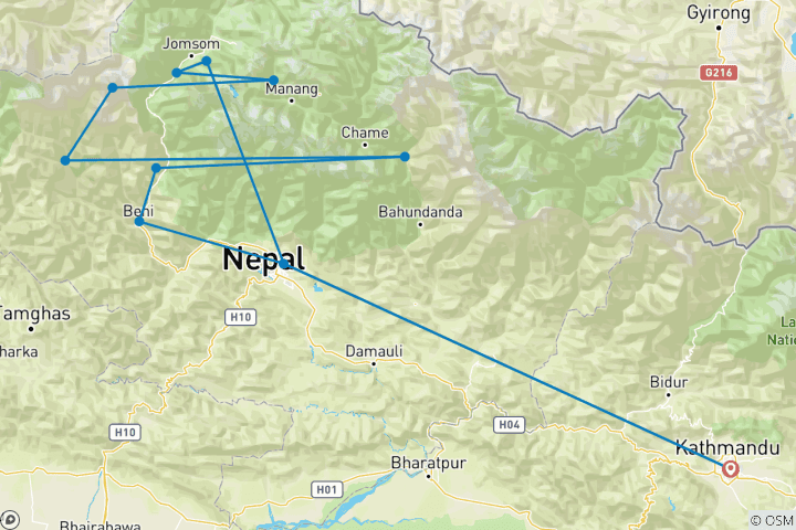 Map of Dhaulagiri Base Camp Trek