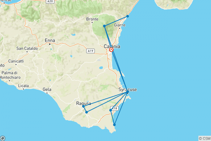 Carte du circuit Campagne privée en Sicile : Escapade de luxe