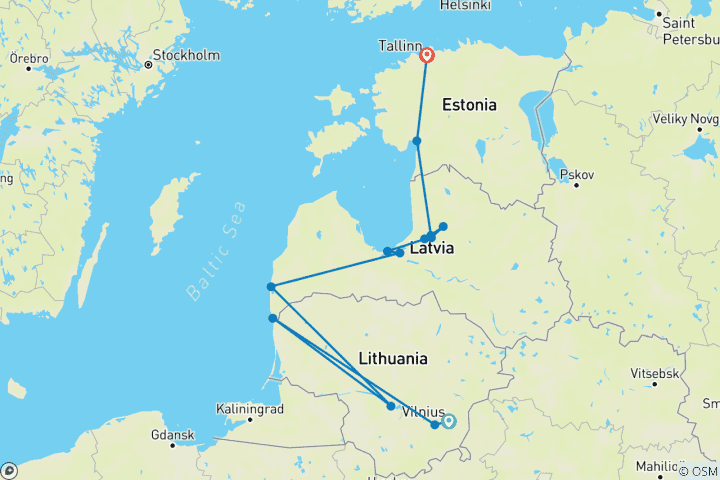 Map of Baltic Capitals Explorer - 10 days