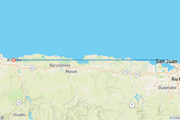 Map of Puerto Rico Coffee tour and waterfall experience