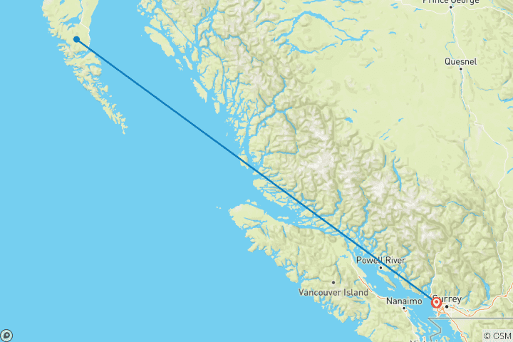 Kaart van Haida Gwaii - met vlucht vanuit Vancouver - 8 dagen