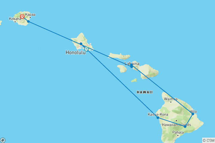 Map of Hawaiian Discovery (11 Days)