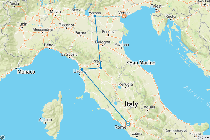 Carte du circuit Joyaux d'Italie - été, 7 jours