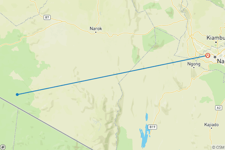 Carte du circuit 3 Jours, 2 Nuits Masai Mara Safari en groupe au départ de Nairobi avec prise en charge gratuite à l'aéroport.