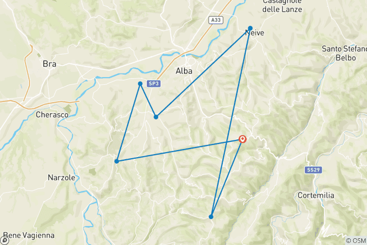 Map of Cycling the Wine Villages of Piedmont