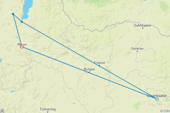 Karte von Mongolische Taiga: Khuvsgul See und Tsaatan-Völker