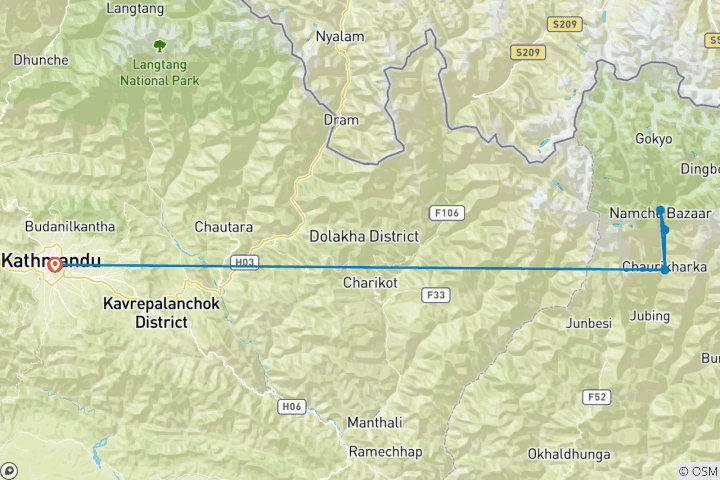 Mapa de Excursión corta a la vista del Everest