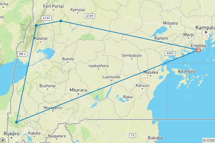 Map of 15 days Gorilla and Rwenzori Expedition in Uganda