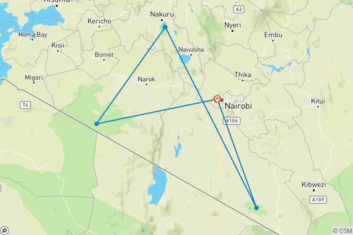 Map of Kila Kitu Kenya Luxury Safari – 6 Days