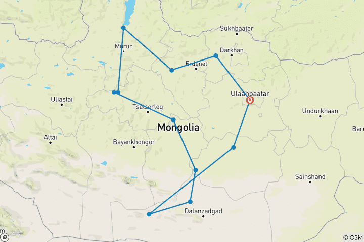 Karte von Große Mongolei Rund- & Reitreise (3 Wochen)