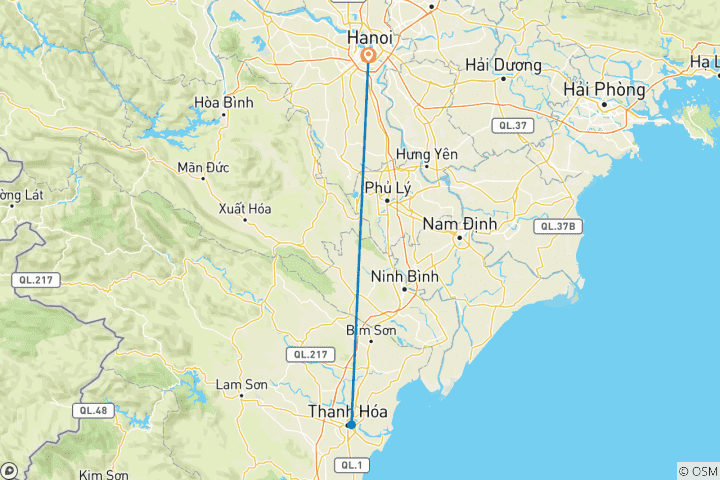 Kaart van Van Mai Chau naar Pu Luong – 2 dagen