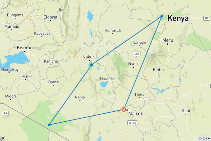 Map of Best of Kenya Luxury 8 Days Safari