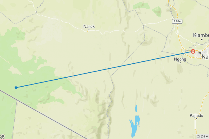 Mapa de Safari de cuatro días a la migración de los ñus en Maasai Mara 2022/2023