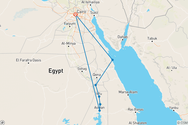 Map of 14-Day Egypt Highlights (Cairo, Cruise, Hurghada)