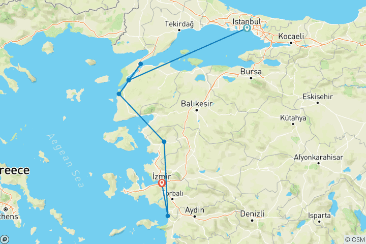 Kaart van 5 Dagen - West Turkije Ontdekkingsreis