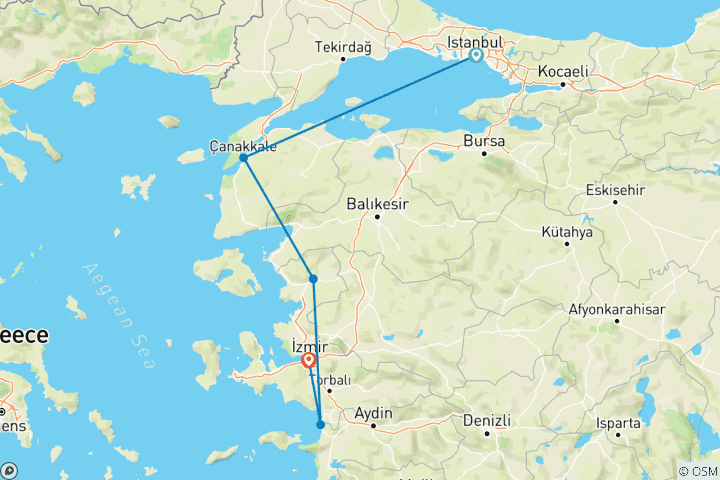 Kaart van Ontdekkingsreis door het westen van Turkije - 5 dagen