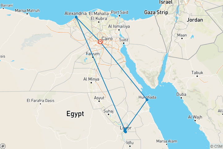 Karte von Kairo, Luxor & Hurghada Rundreise