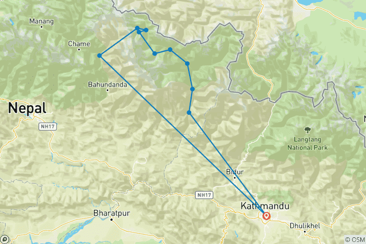 Map of Manaslu Circuit Trekking (Private Tour)