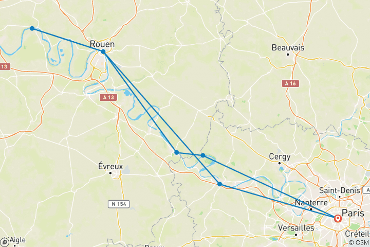 Carte du circuit Paris & Normandie (2025) (Paris to Paris, 2025)