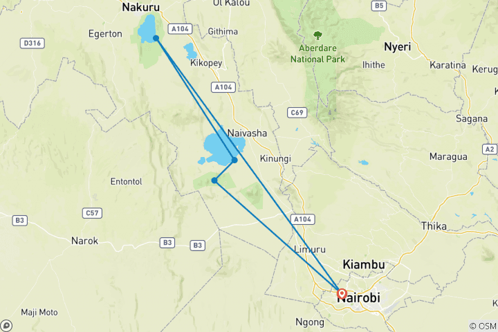 Carte du circuit Circuit de deux jours au Kenya : lac Nakuru et Hell's Gate