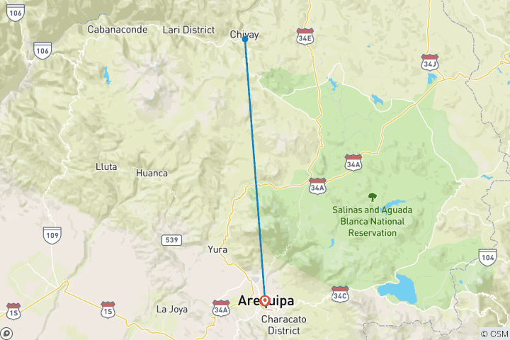 Map of Full day Colca Canyon Tour from Arequipa