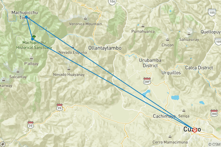 Map of Full day: Luxury Tour to Machu Picchu by First Class Train