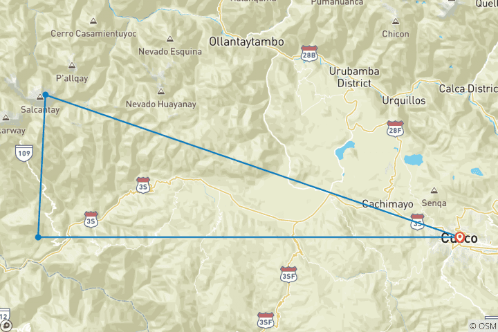 Map of Full-Day Trek to Humantay Lake from Cusco