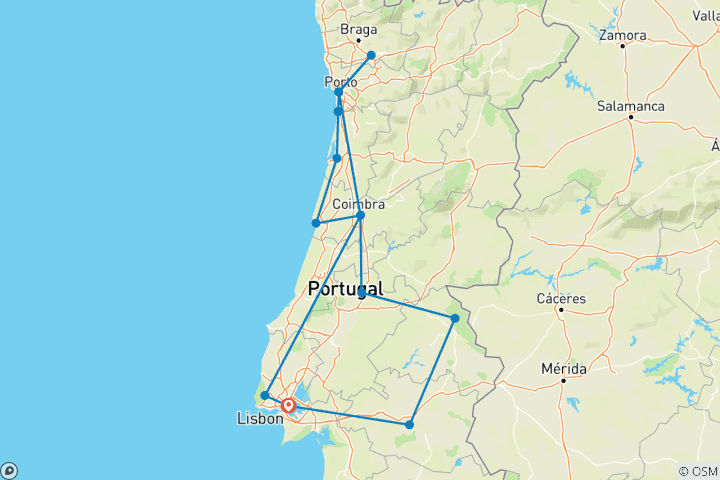 Carte du circuit Découvrir le Portugal, autotour