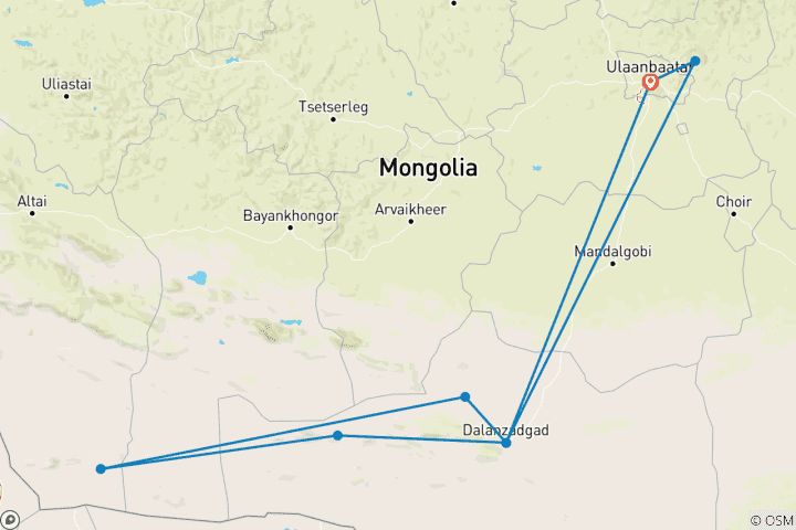 Map of Naadam Festival tour