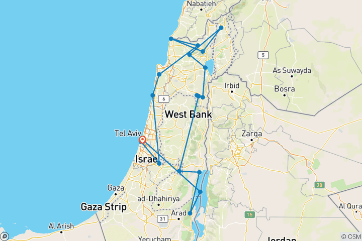 Map of Jewish Heritage Historical Tour - 12 Days