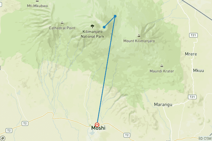 Karte von Marangu Route - 5 Tage