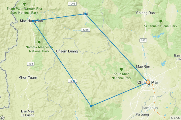 Map of Northern Thailand Discovery 7 Days