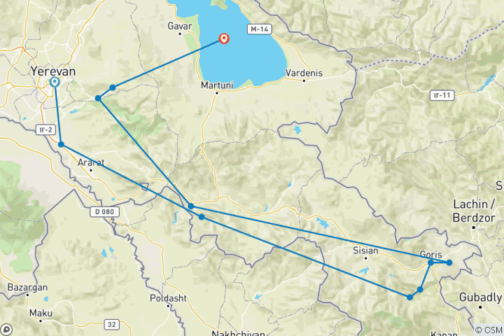 Map of 6 days in Armenia